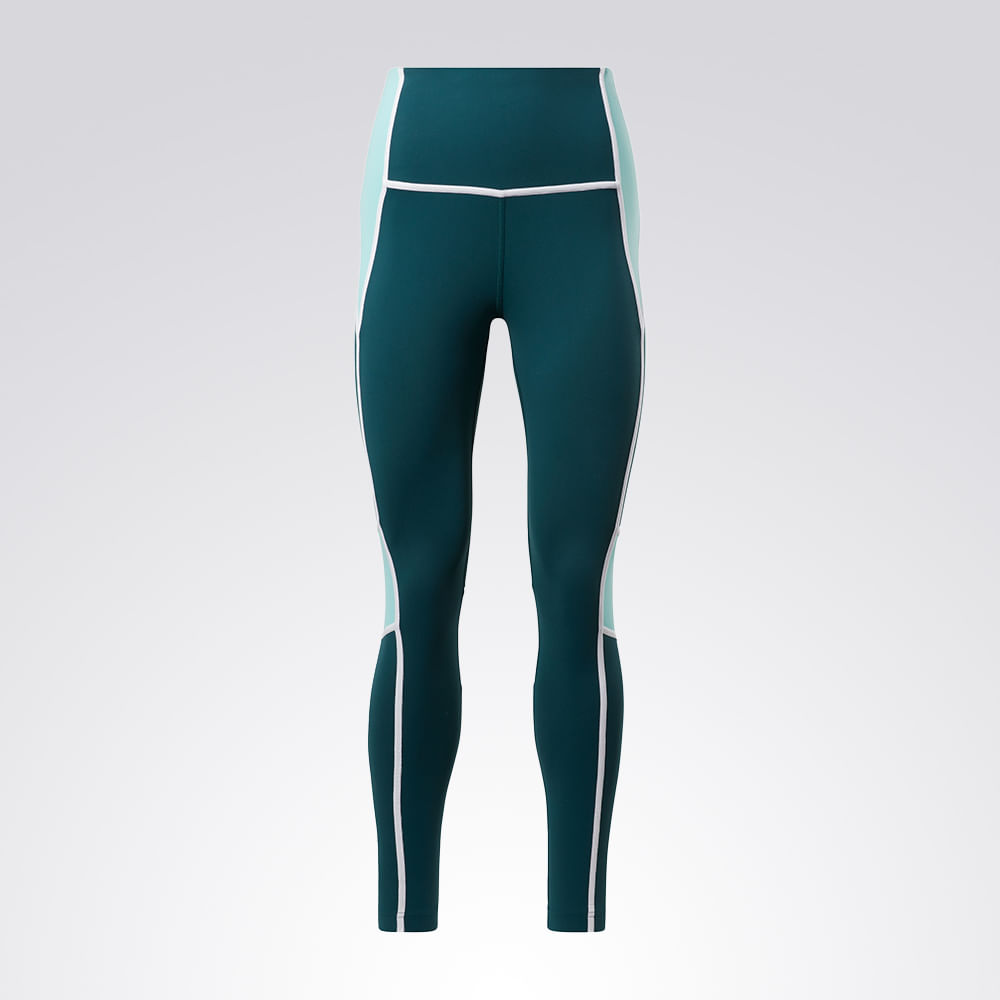 Calça Reebok Legging Colorblock Cintura Alta Feminino – verde – foto 1