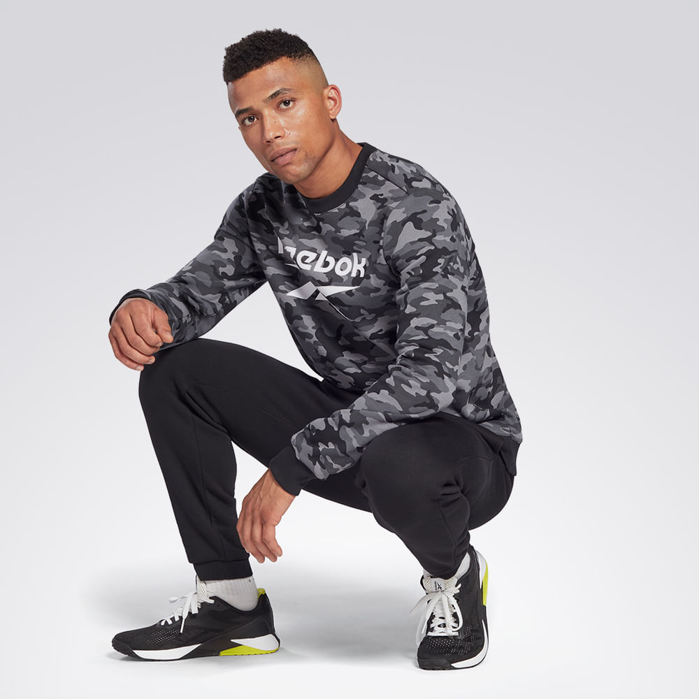 Blusa Reebok Camo Crew Masculino – preto – foto 5