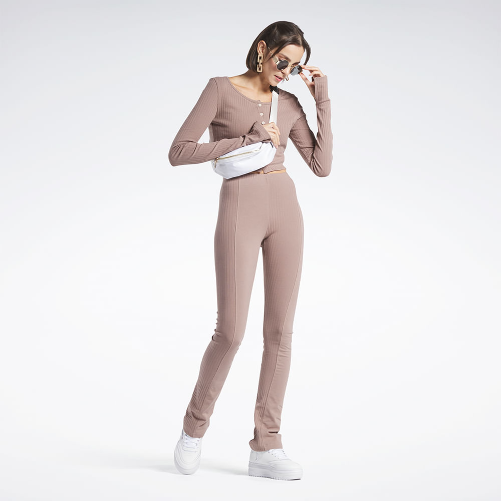 Calça Reebok Legging Cl Wde Trend HR Feminino – marrom – foto 4