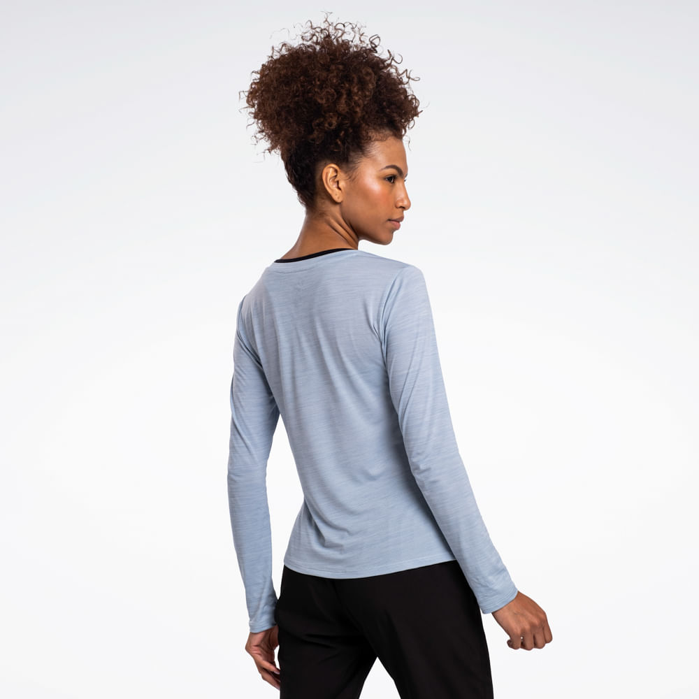 Camiseta Reebok Race Manga Longa Feminina – azul – foto 1
