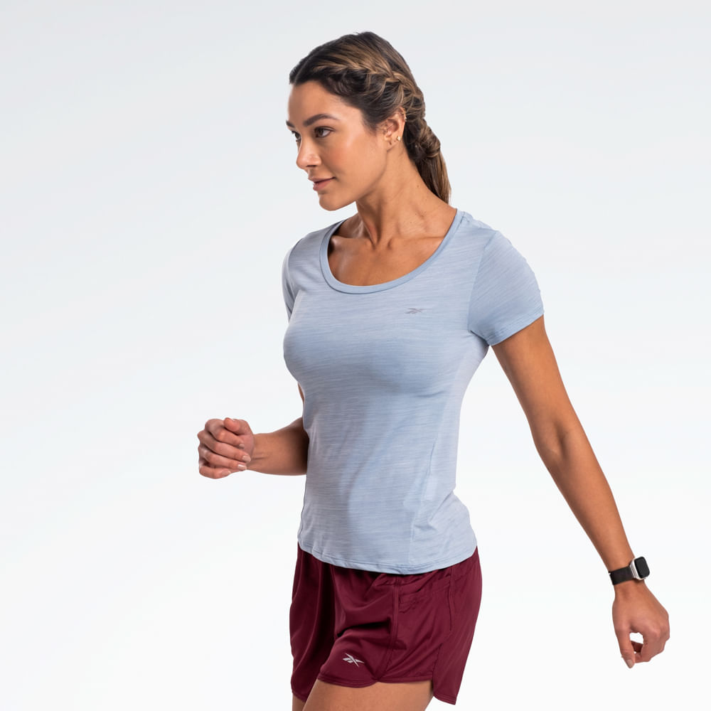Camiseta Reebok Race Manga Curta Feminina – azul – foto 2