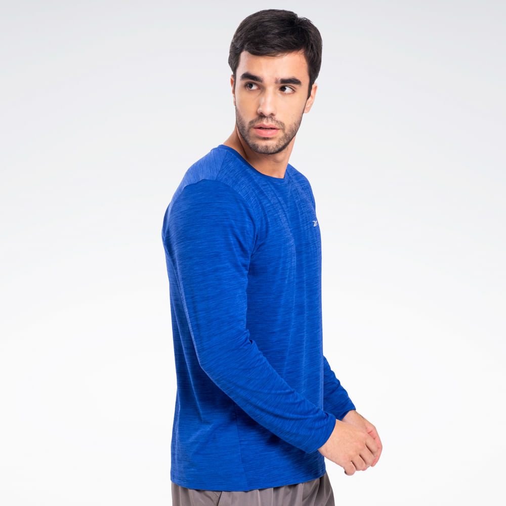 Camiseta Reebok Race Manga Longa Masculina – azul – foto 2
