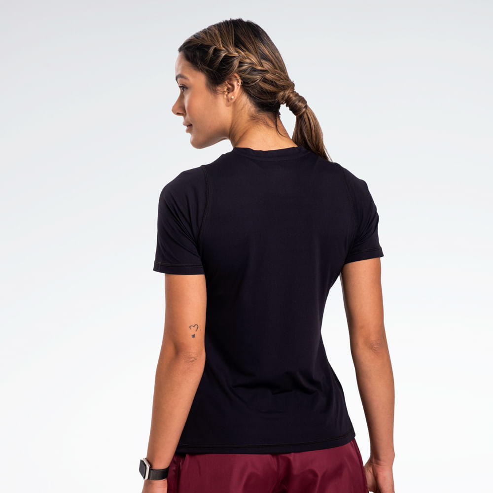 Camiseta Reebok Agile Manga Curta Raglan Feminina – preto – foto 1