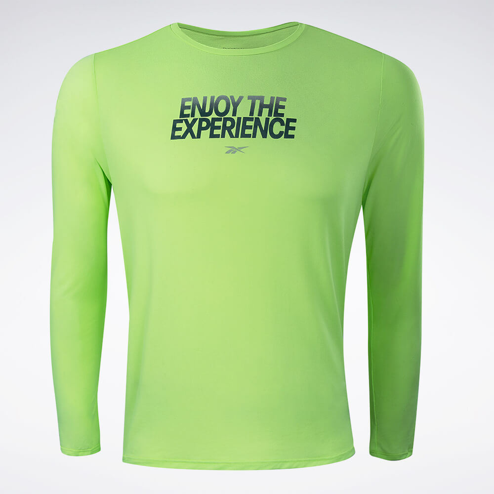 Camiseta Reebok Dynamic Print Manga Longa Masculina – verde – foto 1