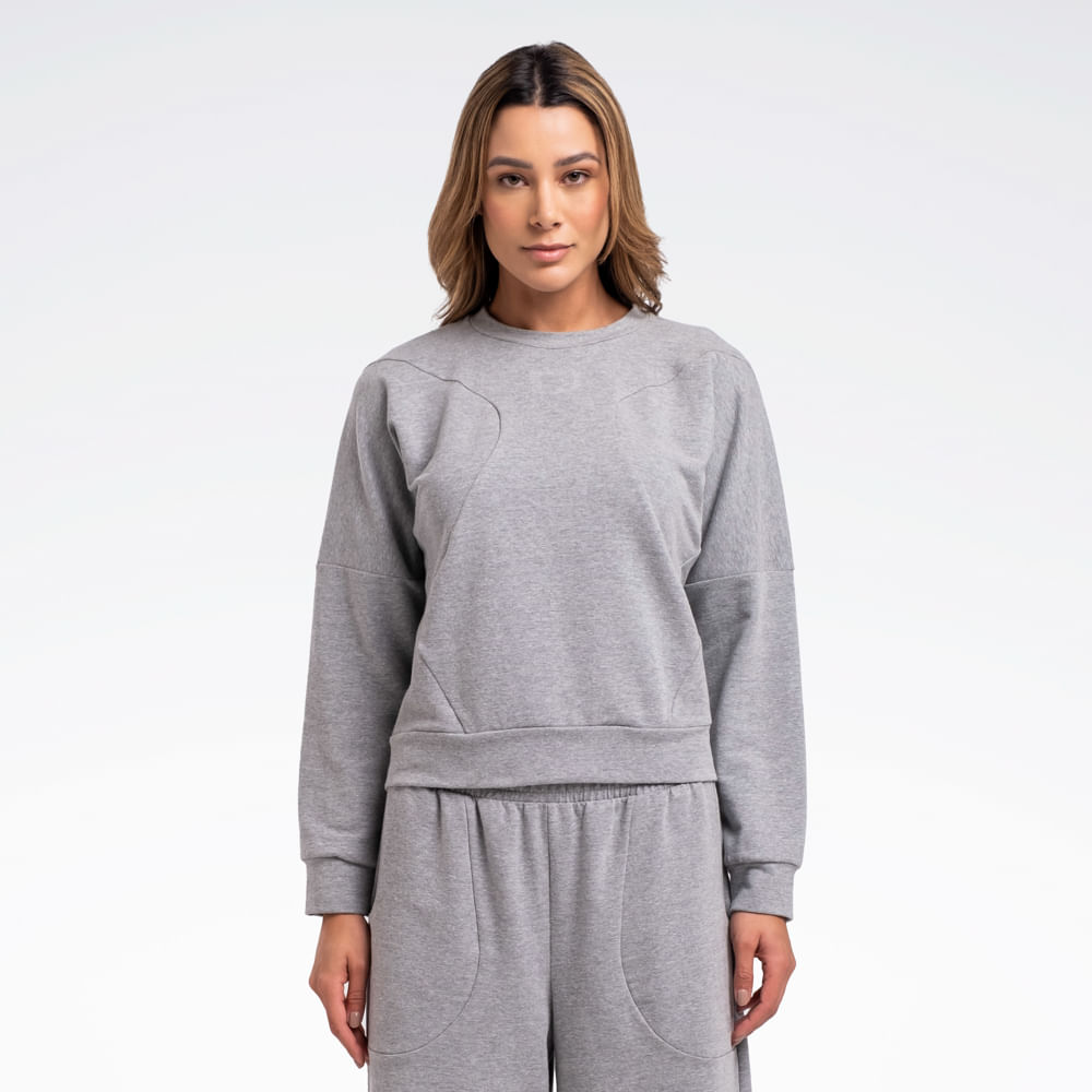 Blusa Reebok Young Crew Feminina – Cinza mescla – foto 1