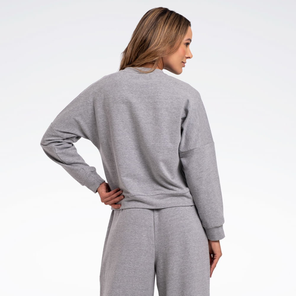 Blusa Reebok Young Crew Feminina – Cinza mescla – foto 2