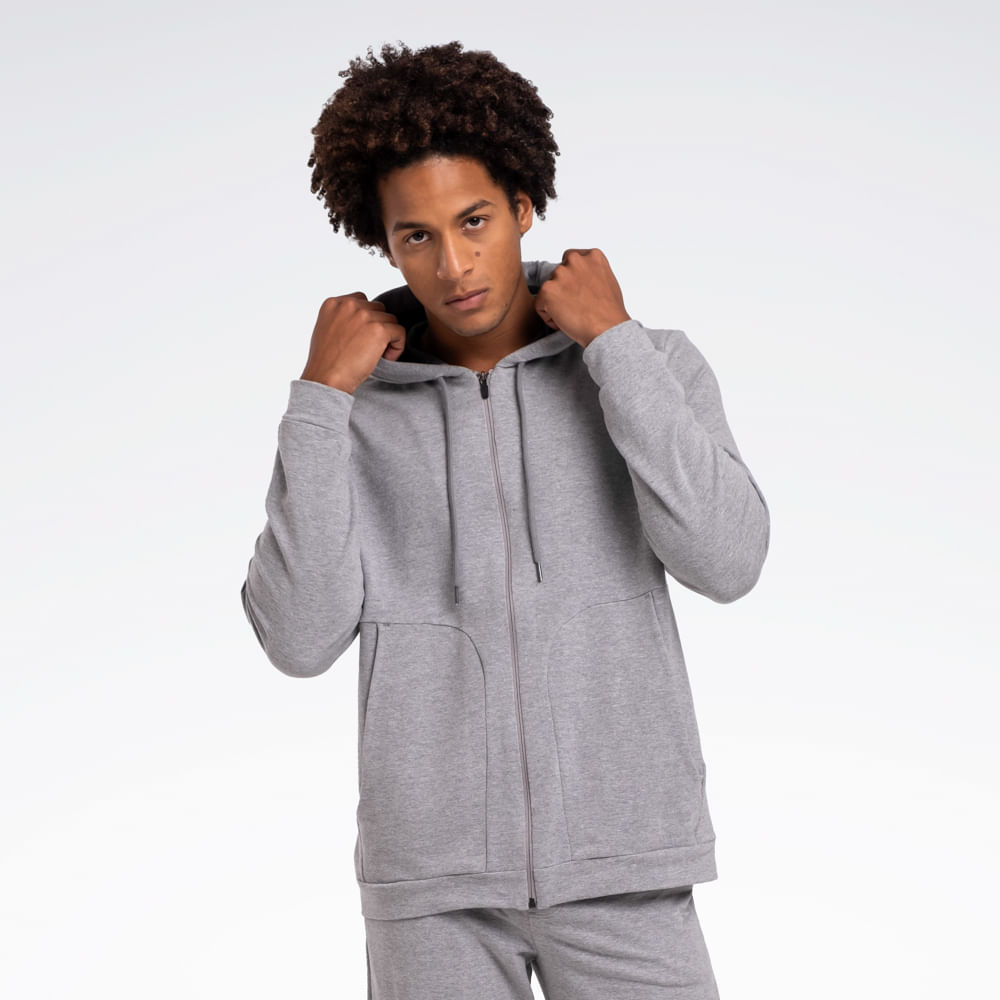 Jaqueta Reebok Young Masculina – Cinza mescla – foto 1