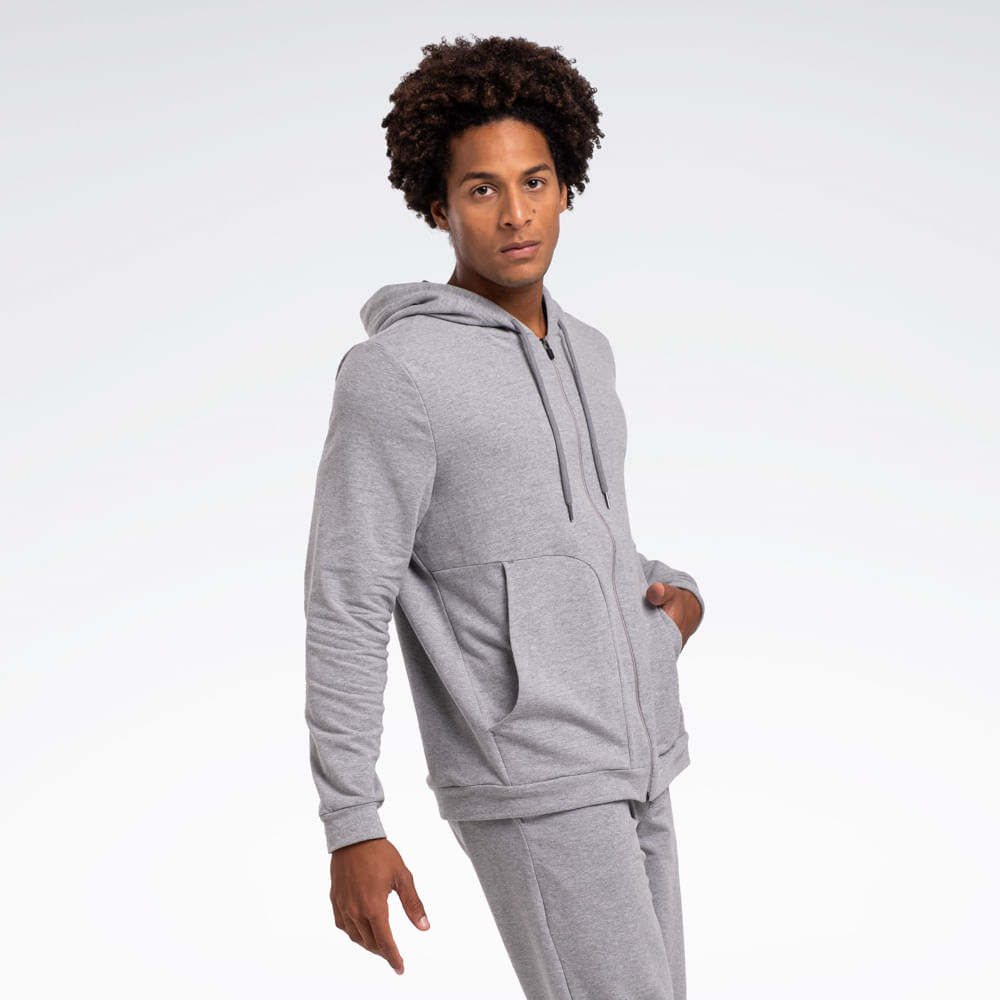 Jaqueta Reebok Young Masculina – Cinza mescla – foto 3