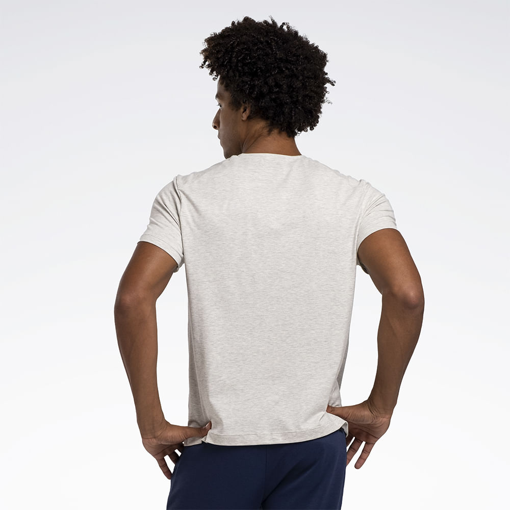 Camiseta Reebok Essential Manga curta Masculina – Areia claro – foto 2