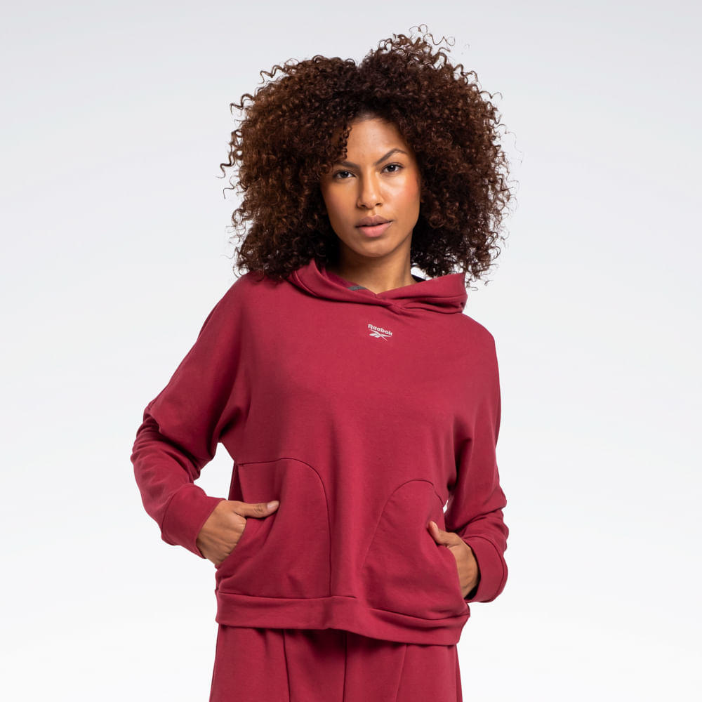 Blusa Reebok Young com Capuz Feminina – Vinho – foto 1