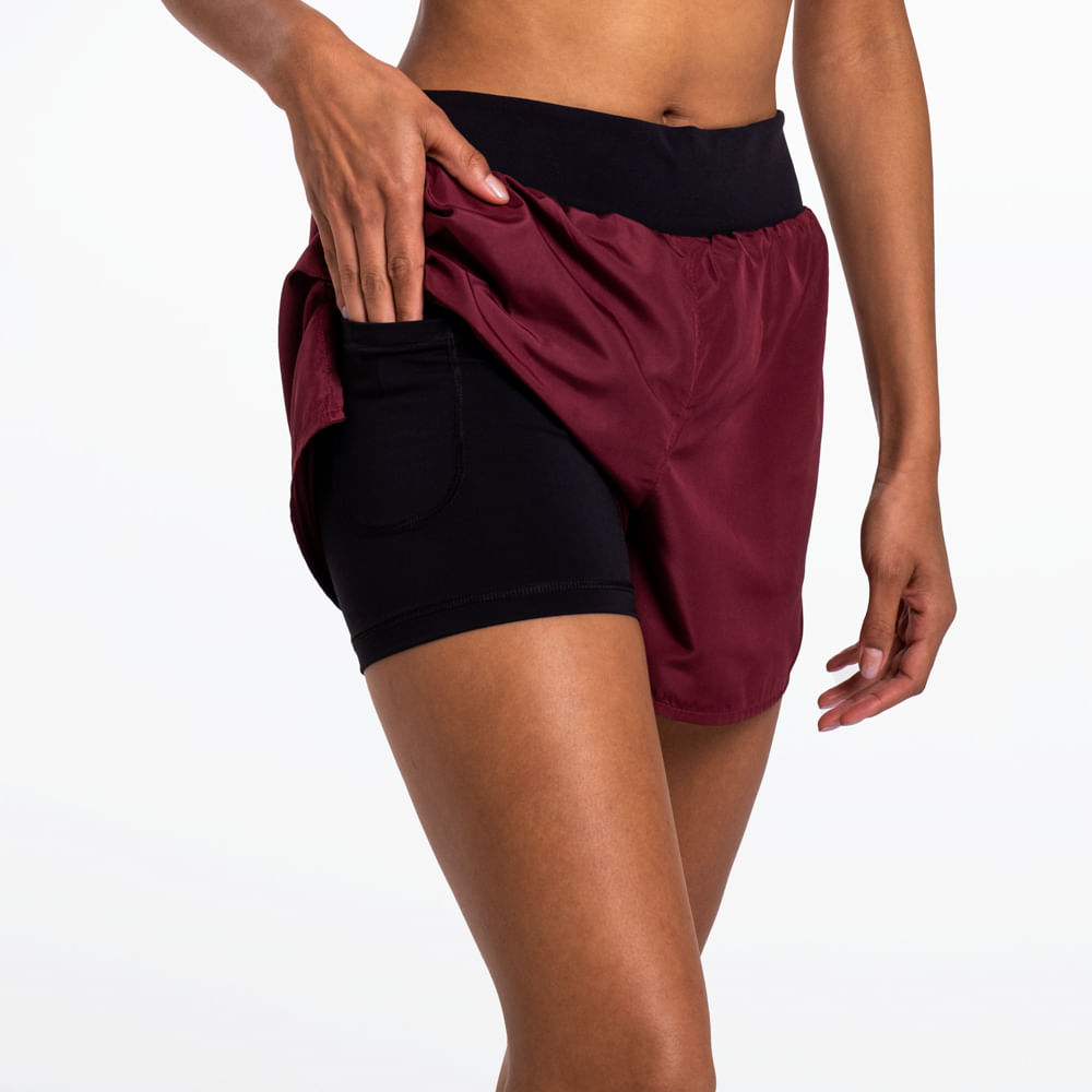 Short Reebok Agile 2N1 Feminino – Vinho – foto 3