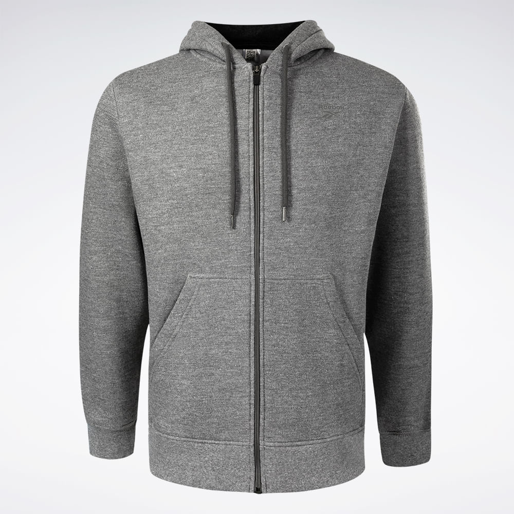 Jaqueta Reebok CL Logo com Capuz Masculina – Cinza mescla – foto 1