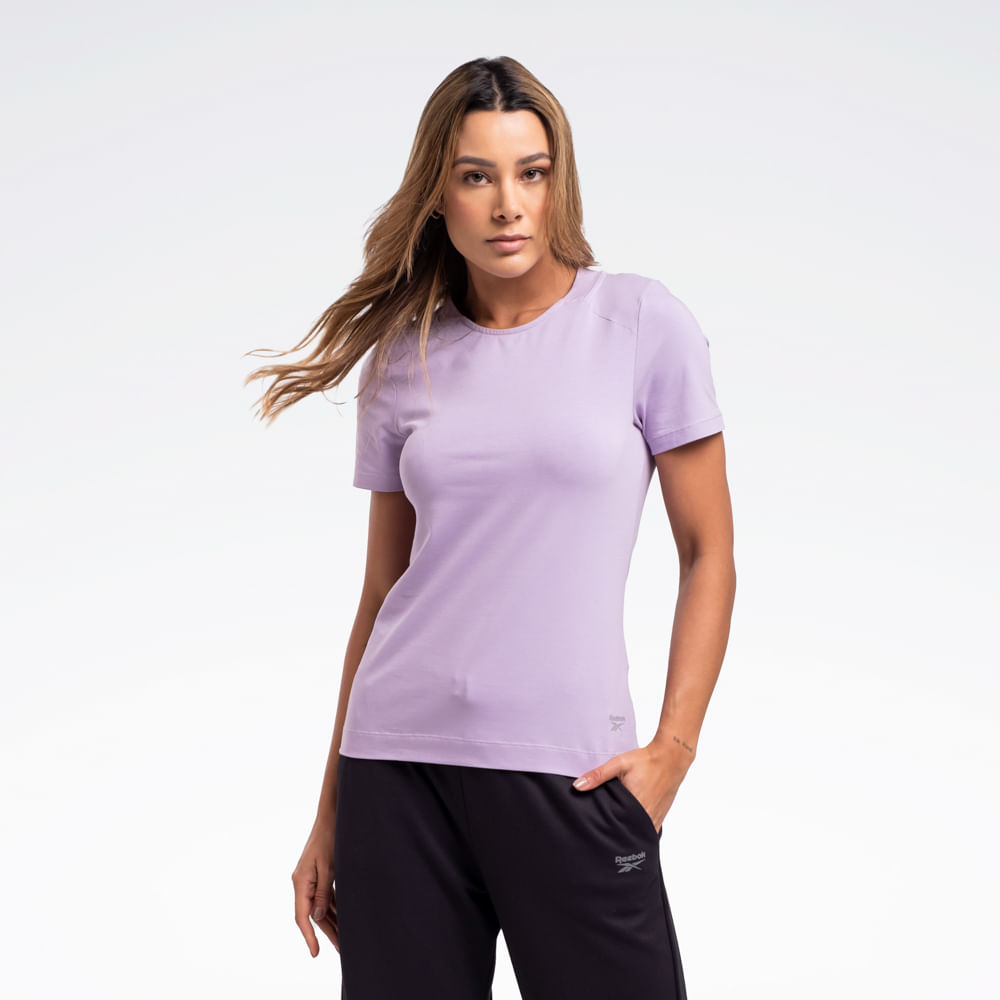 Camiseta Reebok Essential Manga curta Feminina – Lilás – foto 1