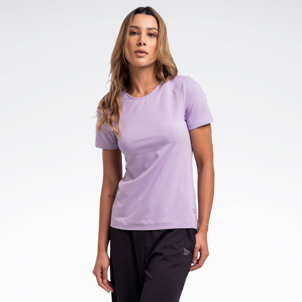 Camiseta Reebok Essential Manga curta Feminina – Lilás – foto 3