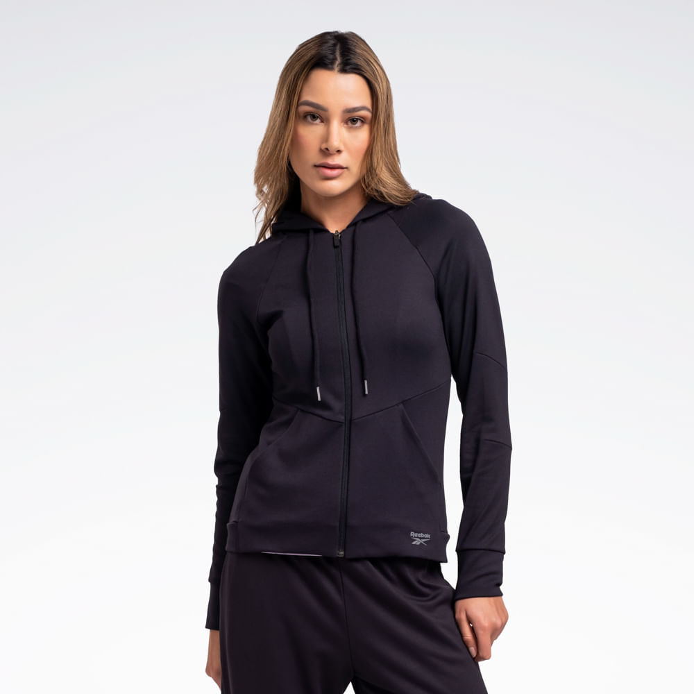 Jaqueta Reebok Essential com Capuz Feminina – preto – foto 1