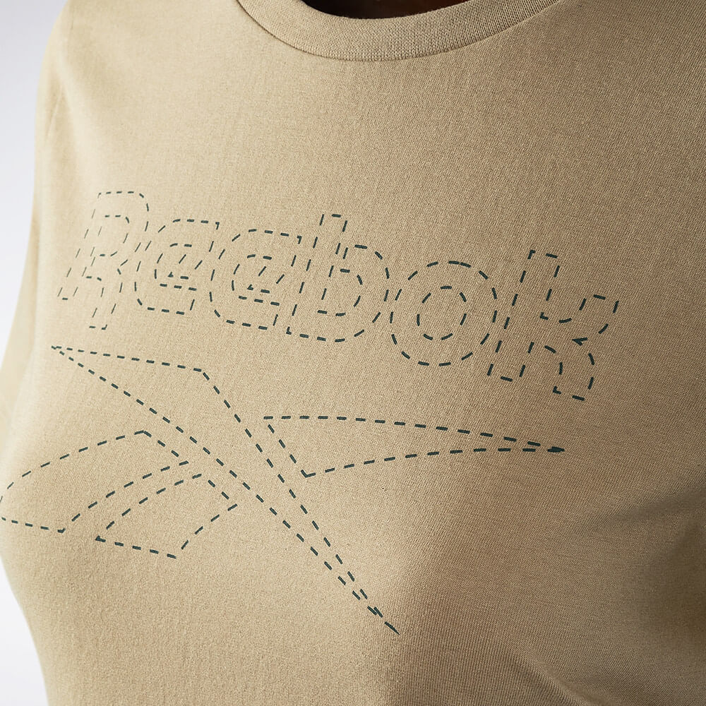 Camiseta Reebok CL Logo Manga curta Feminina – bege – foto 3