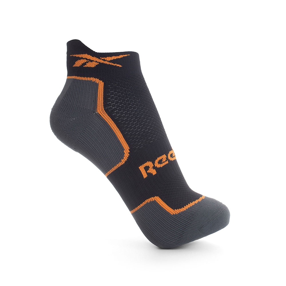 Meia Reebok Performance Invisível Masculino – preto e laranja – foto 1