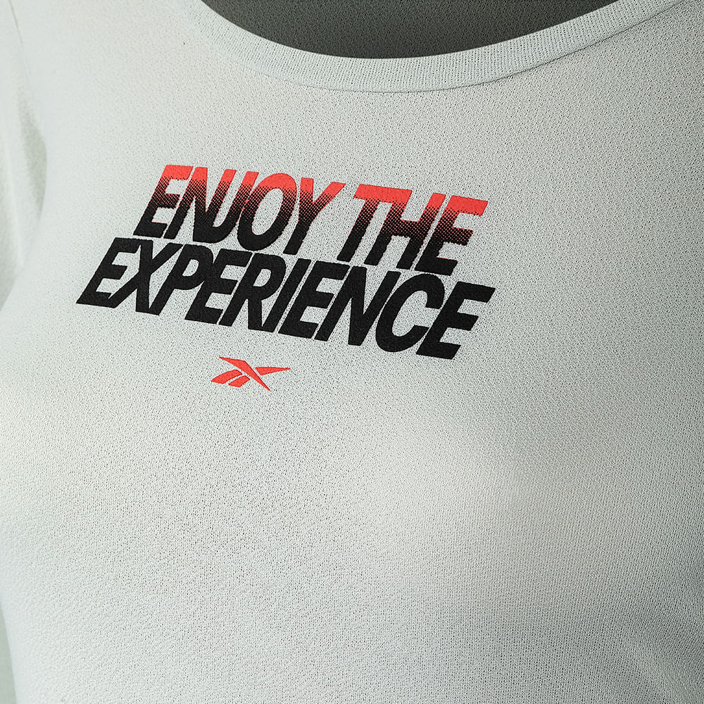 Camiseta Reebok Dynamic Print Manga longa Feminina – cinza – foto 3