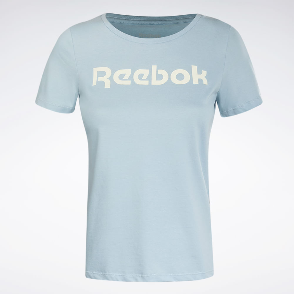 Camiseta Reebok CL Linear Manga curta Feminina – azul – foto 1