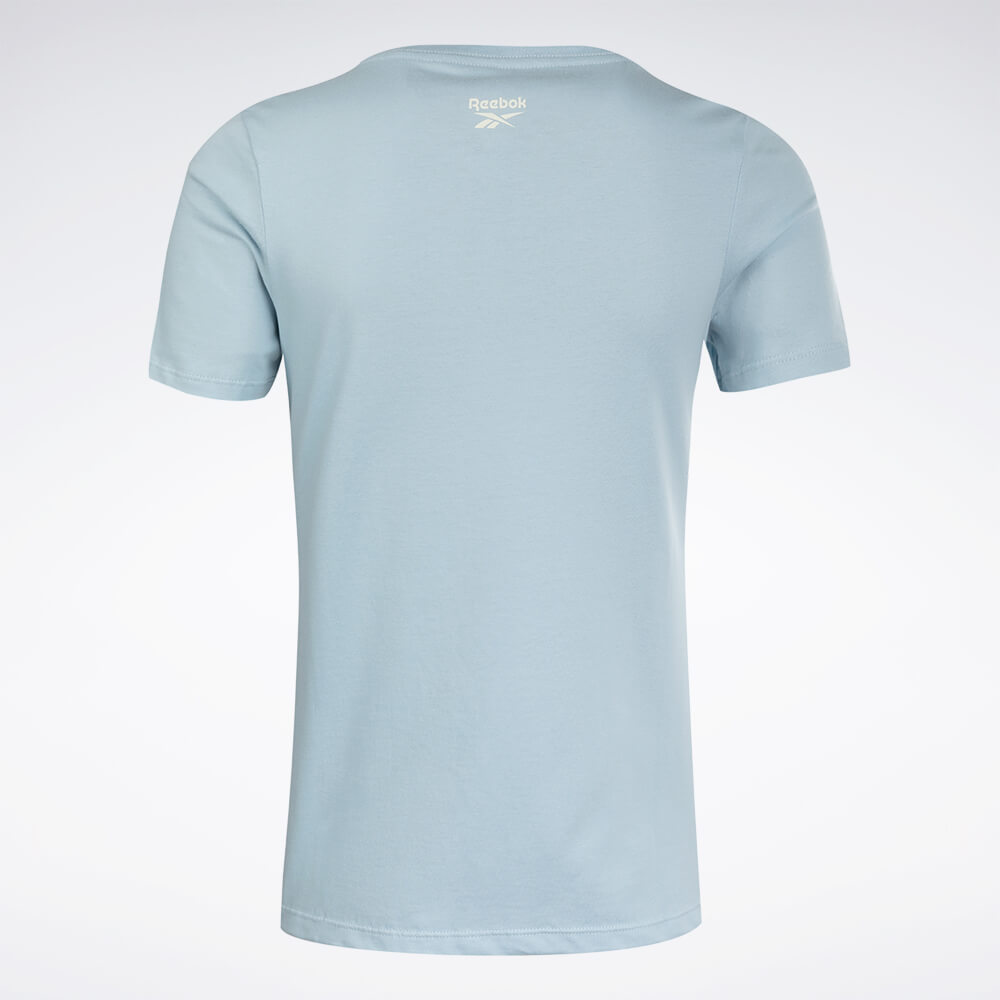 Camiseta Reebok CL Linear Manga curta Feminina – azul – foto 2