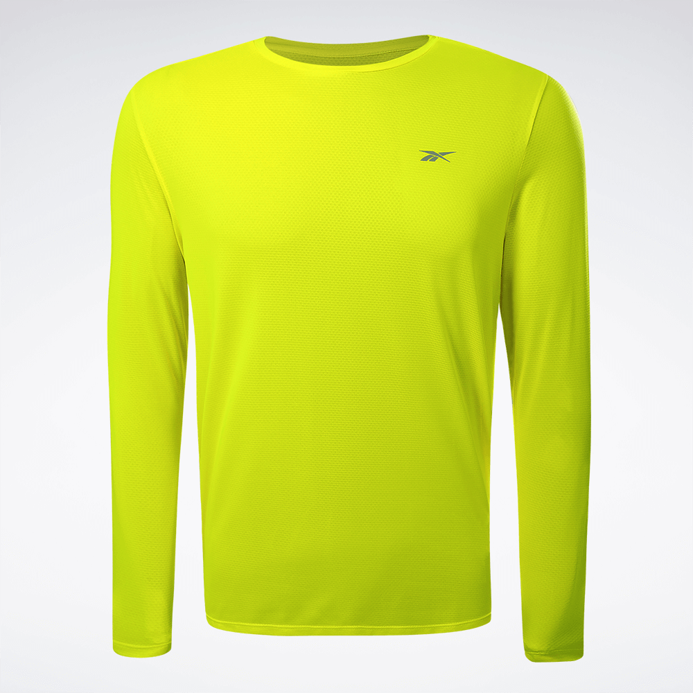 Camiseta Reebok Manga Longa Workout Masculina – amarelo – foto 1