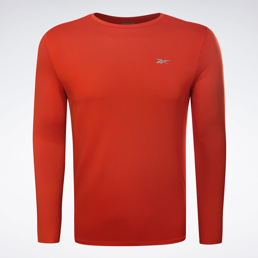 Camiseta Reebok  Manga Longa Dynamic Masculina – vermelho – foto 1