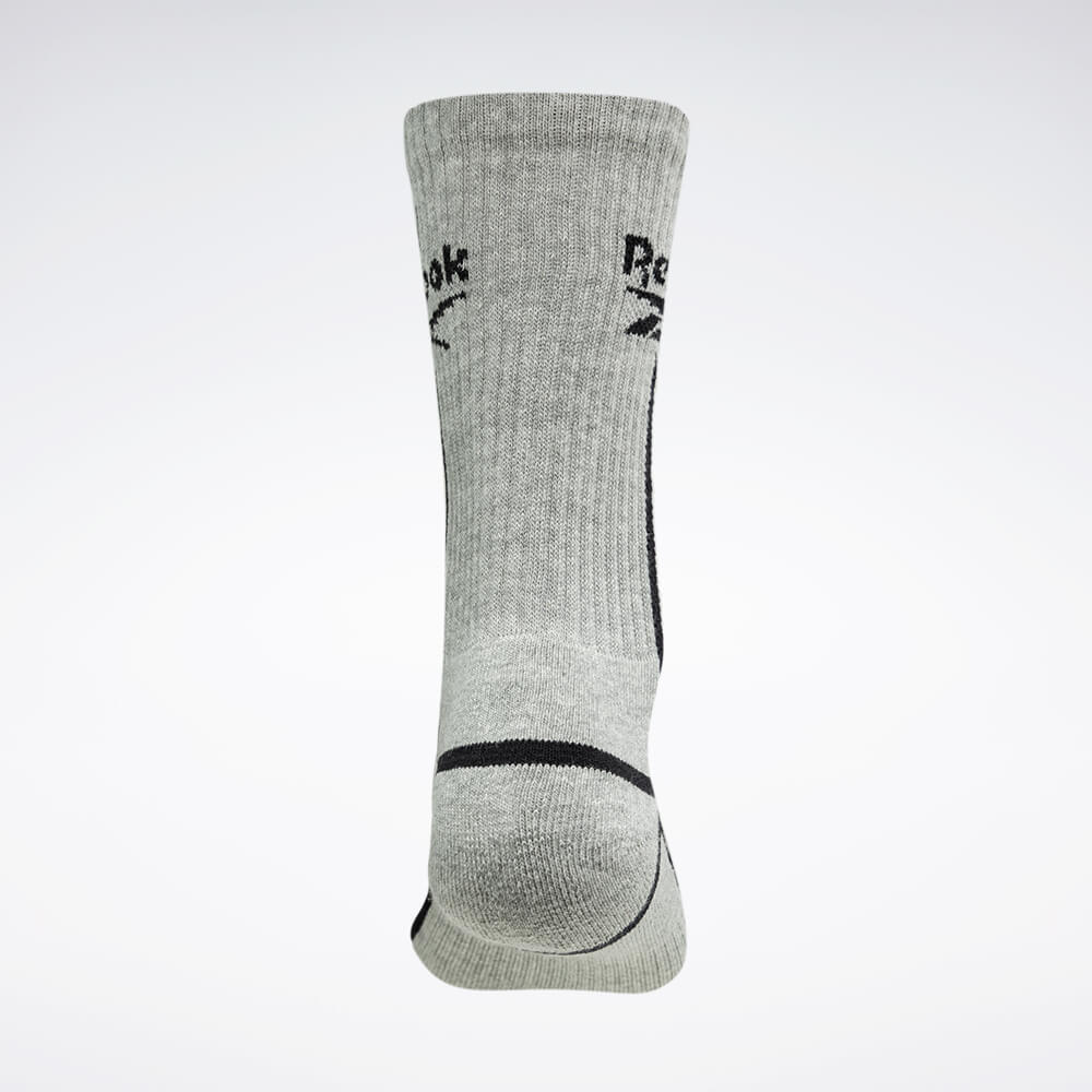 Meia Reebok Cano Alto Logo Canelada Masculino – Cinza mescla – foto 2