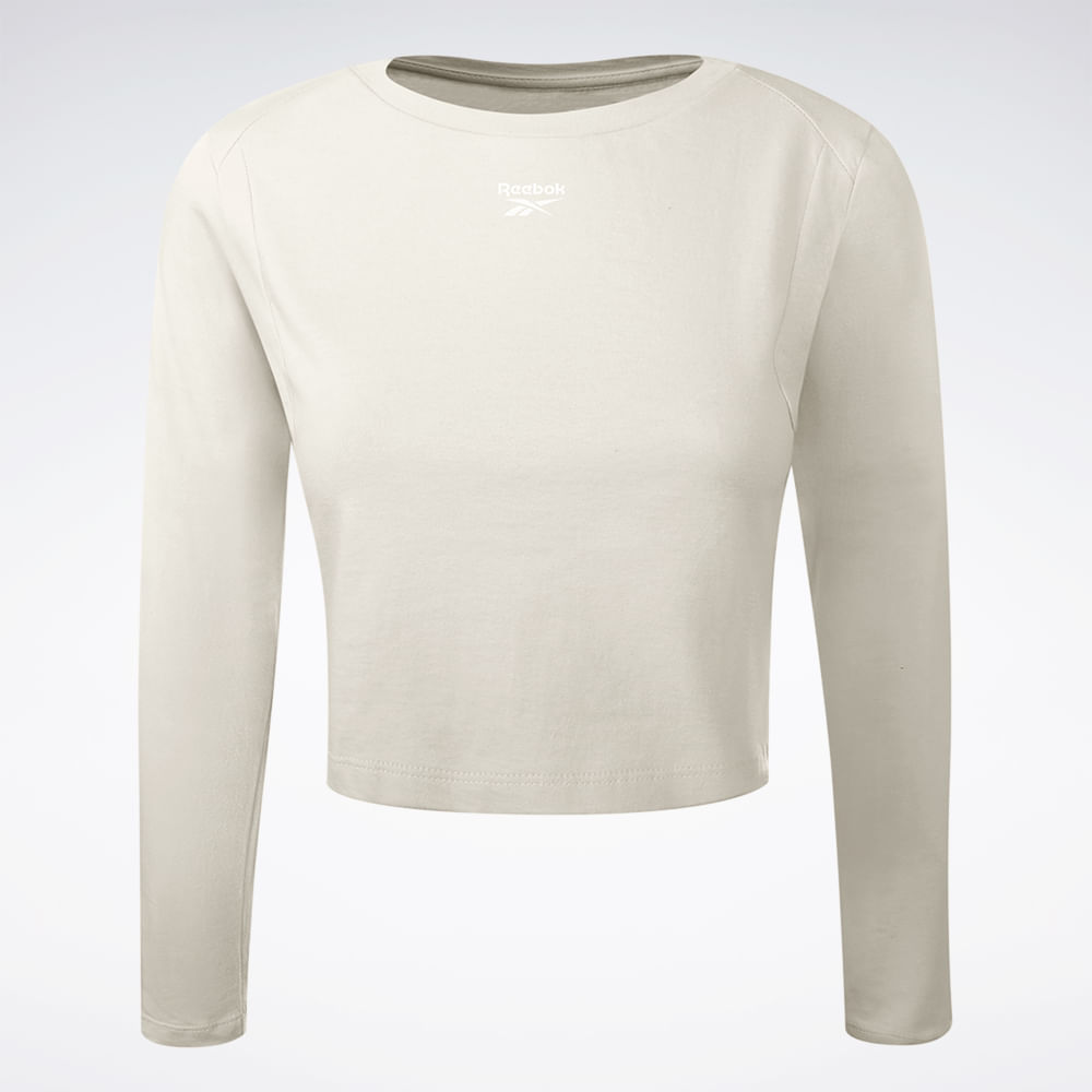 Camiseta Reebok Manga Longa Young Cropped Feminina – Off White – foto 1