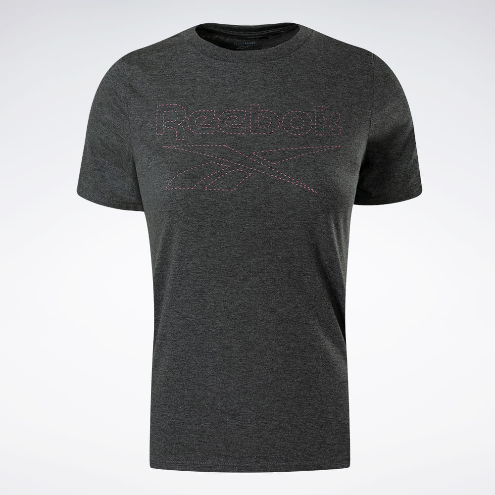 Camiseta Reebok CL Logo Feminina – Cinza mescla – foto 1