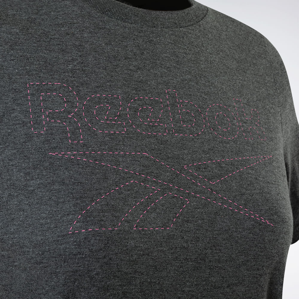 Camiseta Reebok CL Logo Feminina – Cinza mescla – foto 2
