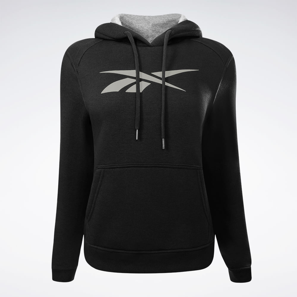 Blusa Reebok Big Vector Com Capuz Feminina – preto – foto 1
