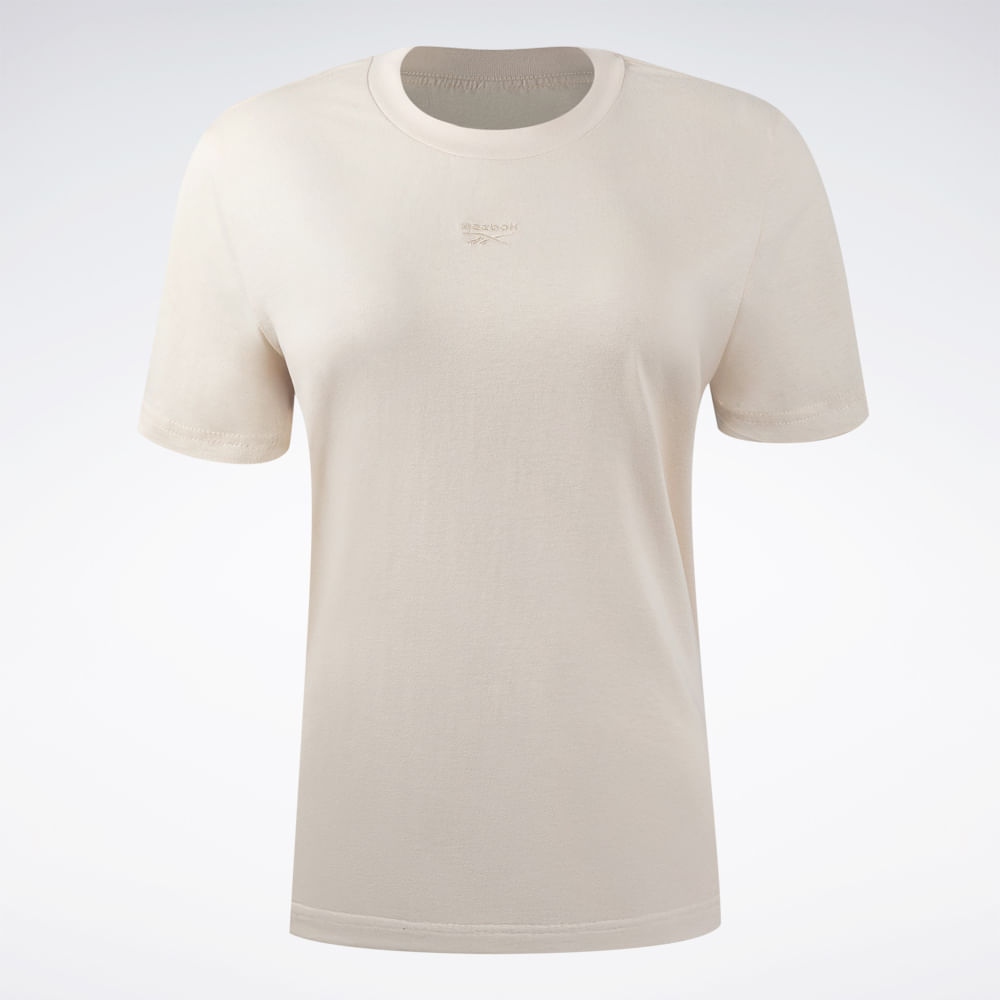 Camiseta Reebok Logo Over Feminina – bege – foto 1