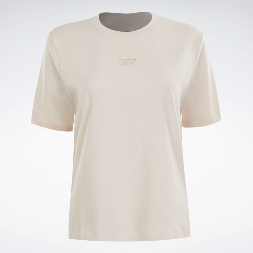 Camiseta Reebok Logo Cropped Feminina – bege – foto 1