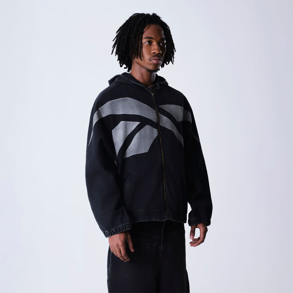 Jaqueta Reebok & Thesaint Zip Hoodie Brand Cut Masculina – preto – foto 2