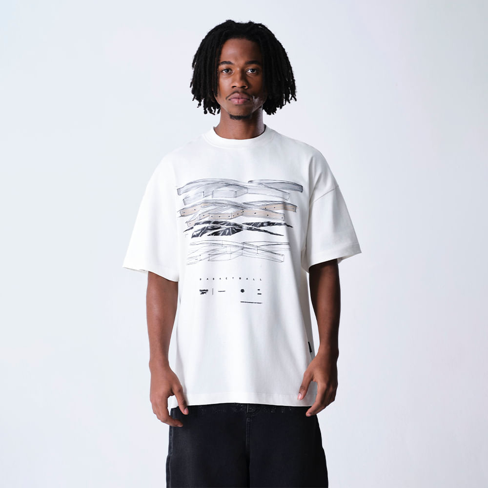 Camiseta Reebok & Thesaint T-shirt Oversized Layers Masculina – Off White – foto 1