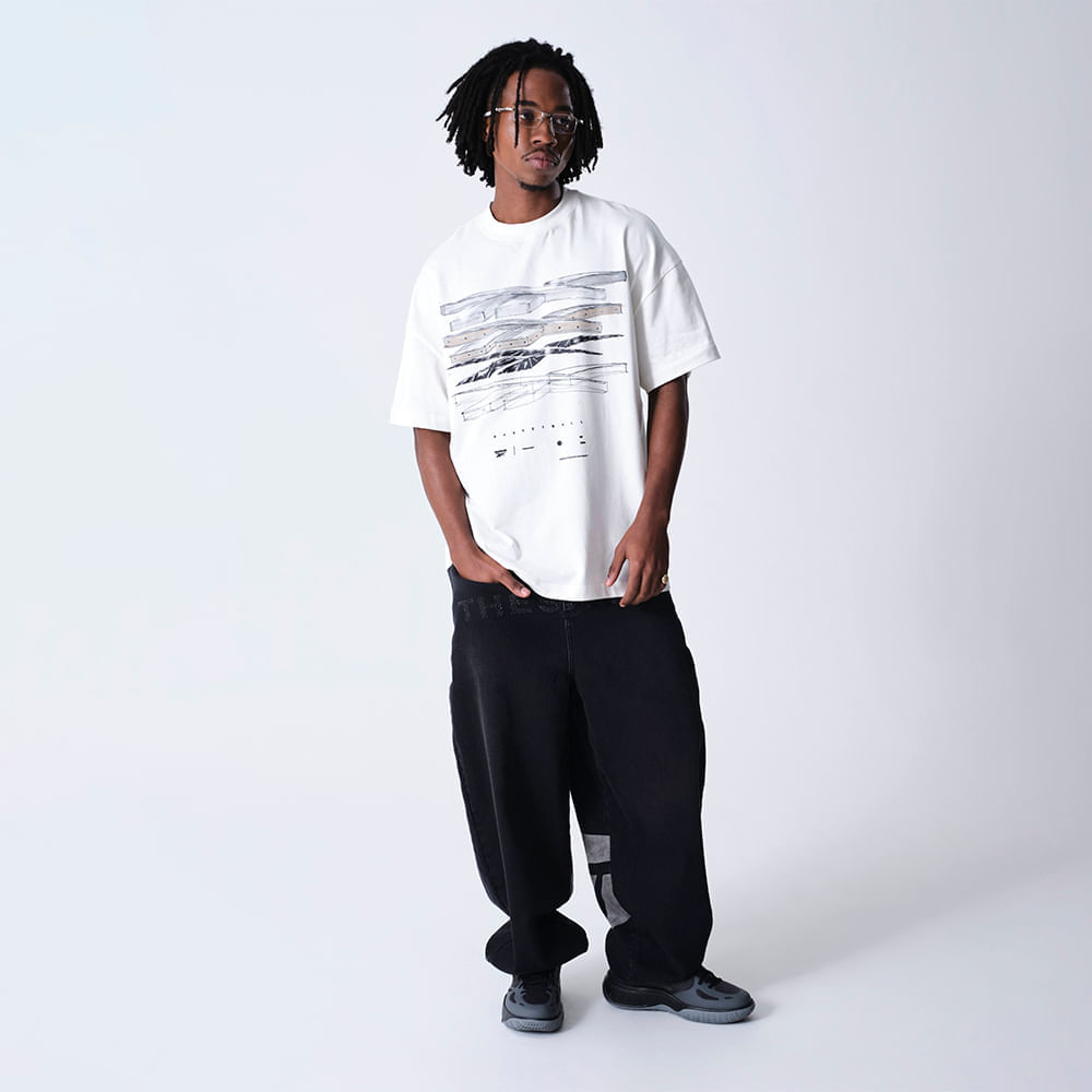 Camiseta Reebok & Thesaint T-shirt Oversized Layers Masculina – Off White – foto 4