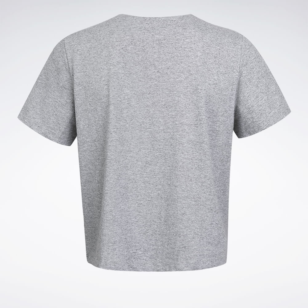 Camiseta Reebok Logo Cropped Feminina – Cinza mescla – foto 2