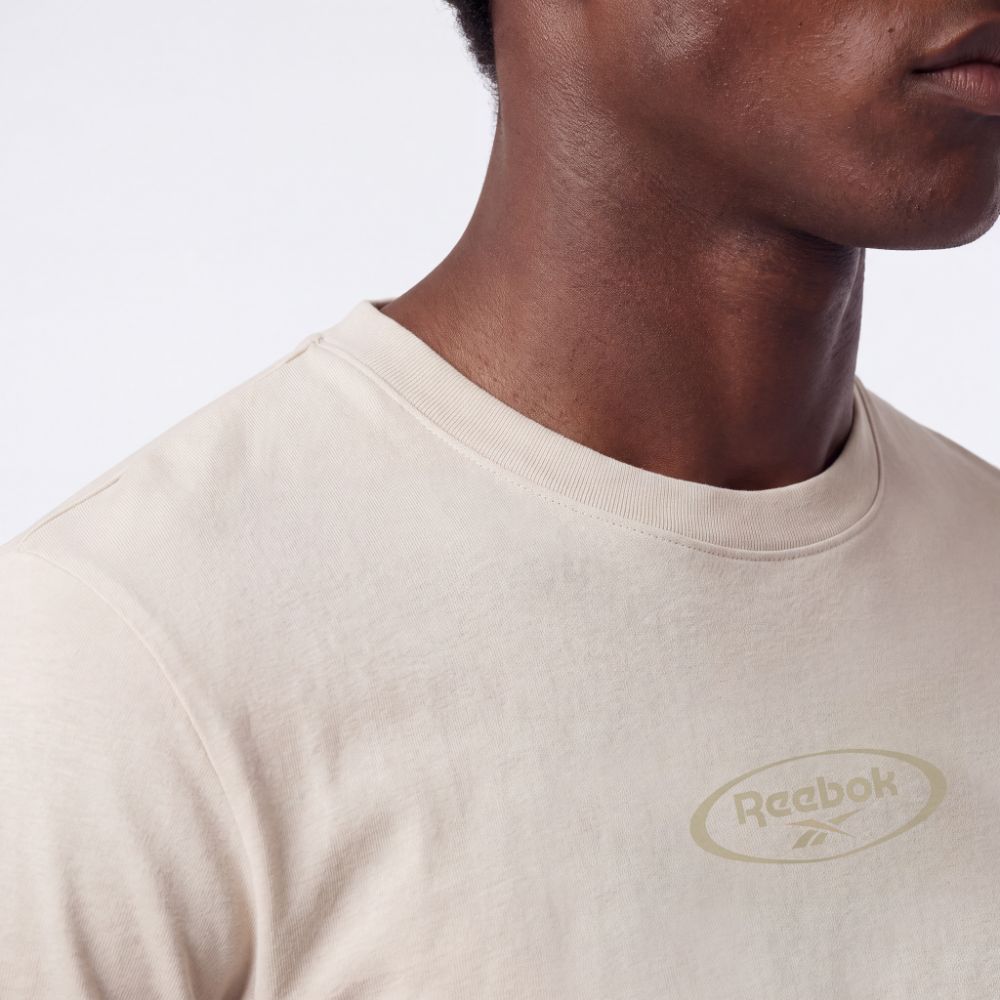 Camiseta Reebok Basic Elipse Masculina – Areia – foto 3
