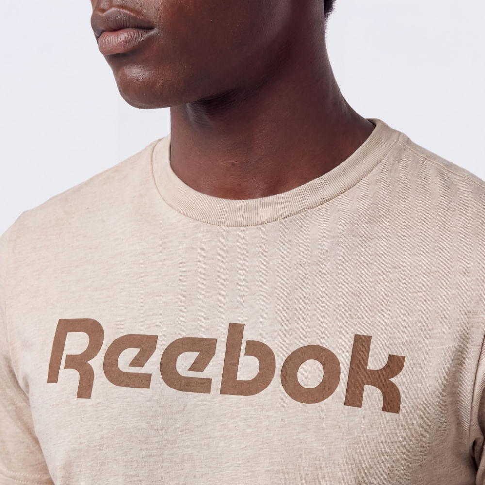 Camiseta Reebok Basic Linear Masculina – bege – foto 2