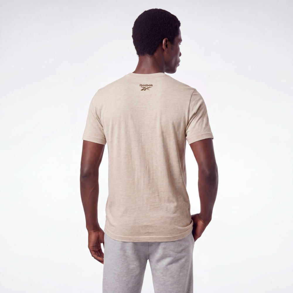 Camiseta Reebok Basic Linear Masculina – bege – foto 3